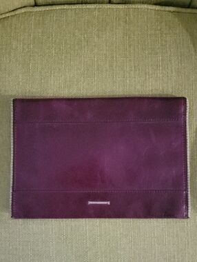 Rebecca Minkoff Plum Envelope Clutch with Silver Zip Trim